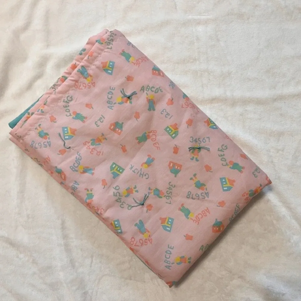 Vintage Pink and blue‎ alphabet school baby blanket